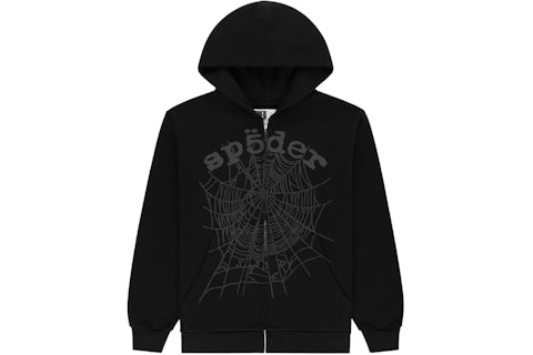 Sp5der OG Web V2 Phantom Zip Up Hoodie Black