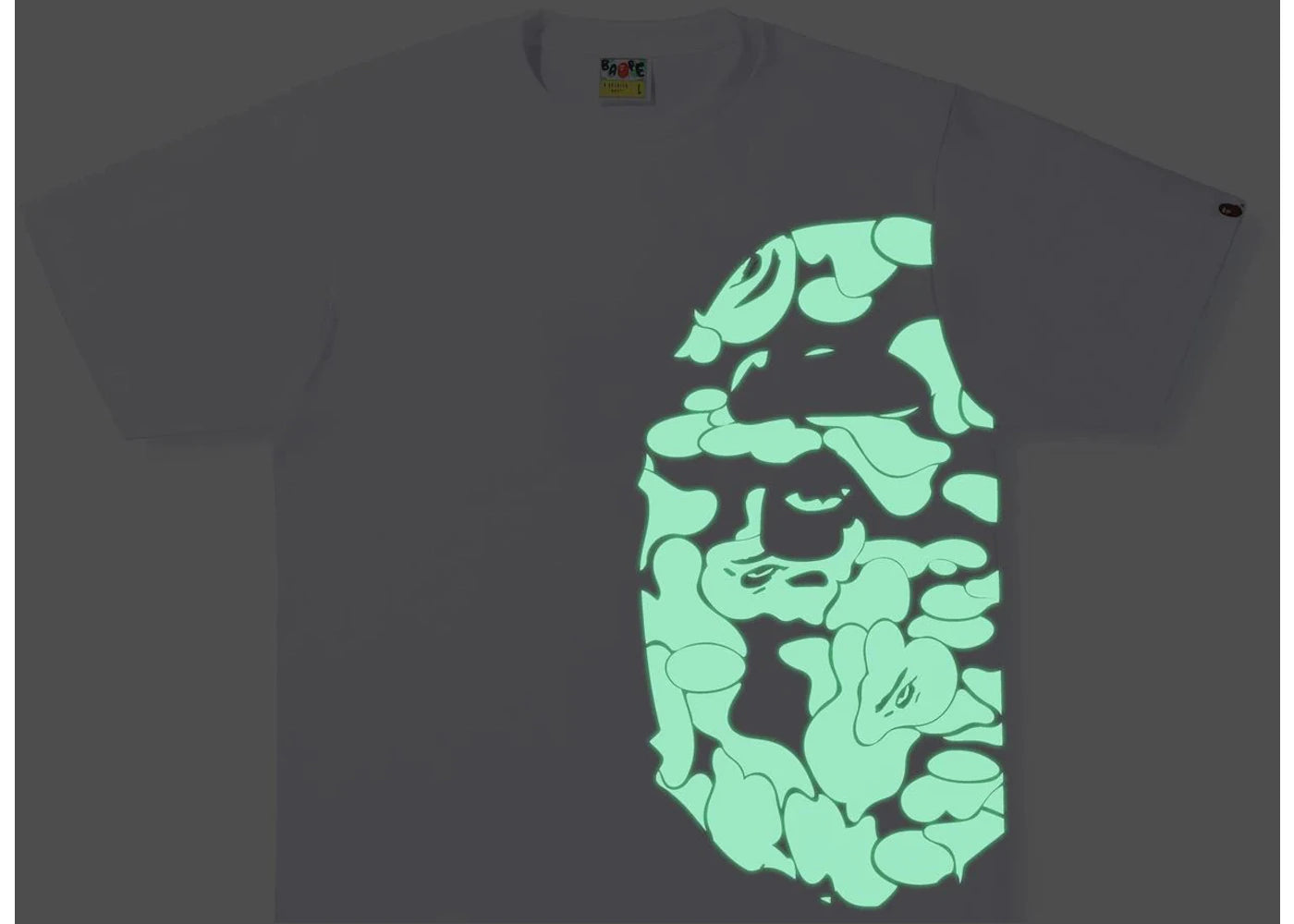 BAPE Text Code Camo Side Big Ape Head Tee White
