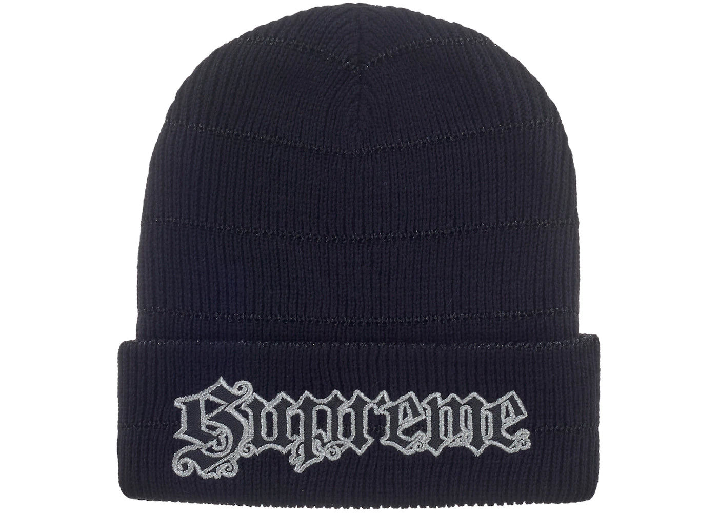 Supreme Metallic Stripe Beanie Black