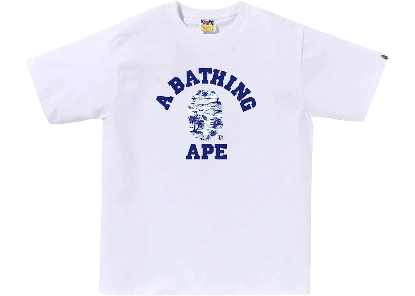 BAPE Palm Tree Camo College Tee White Blue