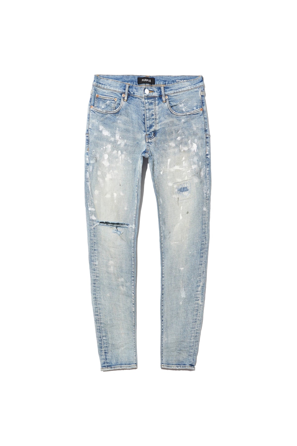 Purple Brand P001 Light Indigo Paint Blowout Jeans