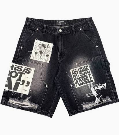 Mixed Emotions Black “AI” Denim Shorts