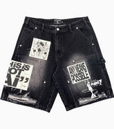 Mixed Emotions Black “AI” Denim Shorts