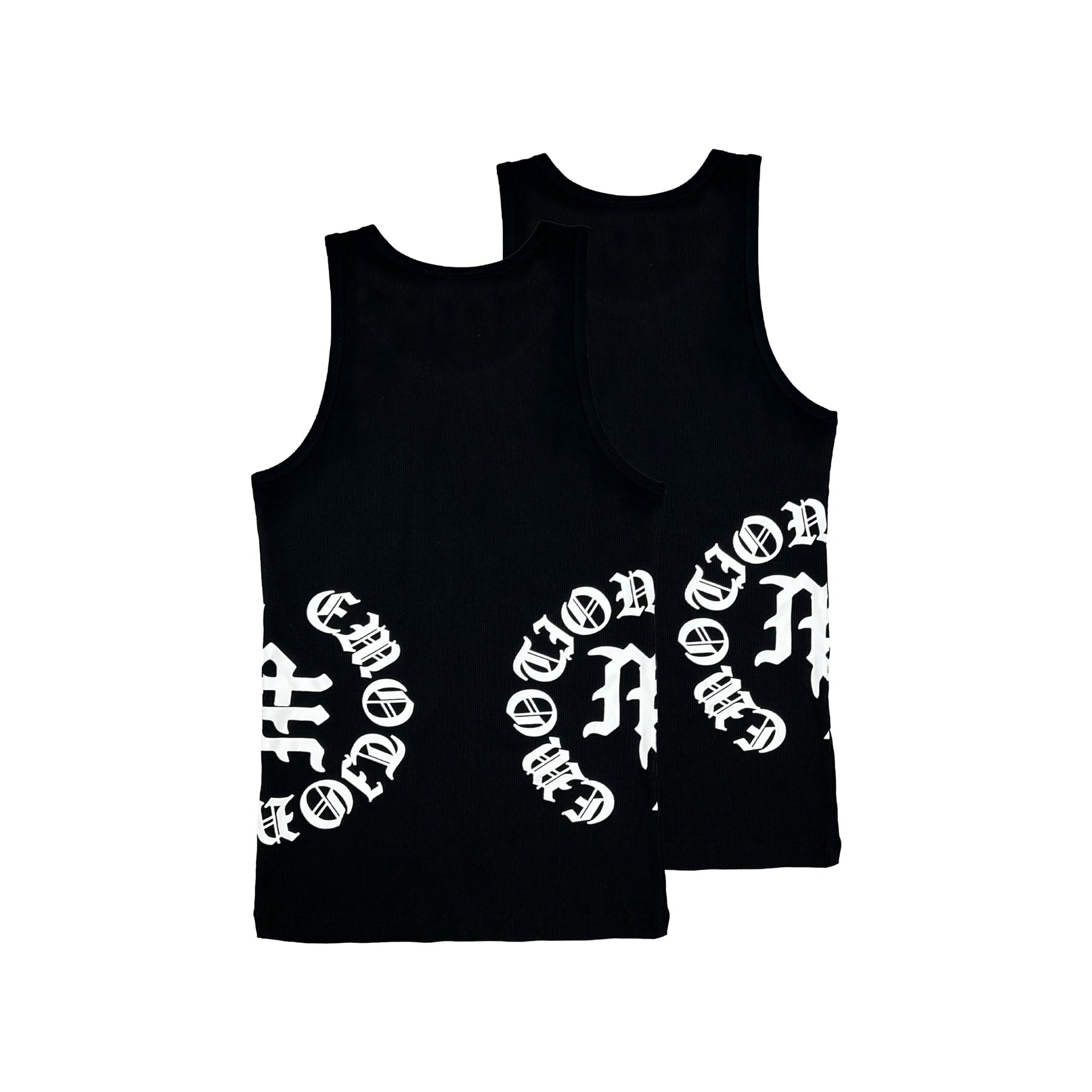 Mixed Emotions 2 Pack Black Script Tank Tops