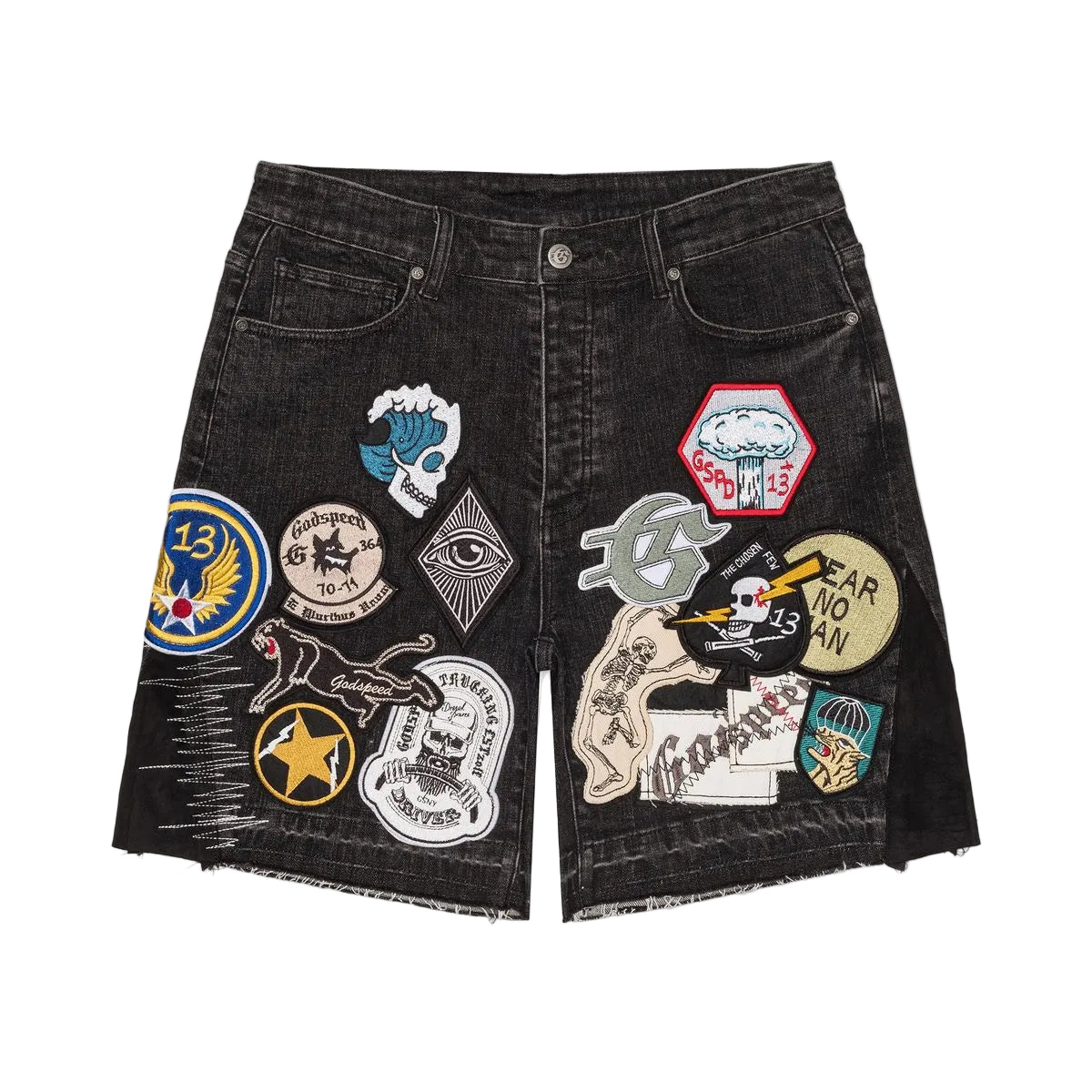 Godspeed Patchwork Denim Shorts V2 Black