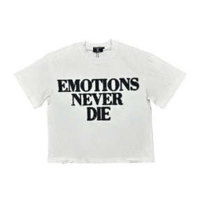 Mixed Emotions ‘End’ Rhinestone Tee White