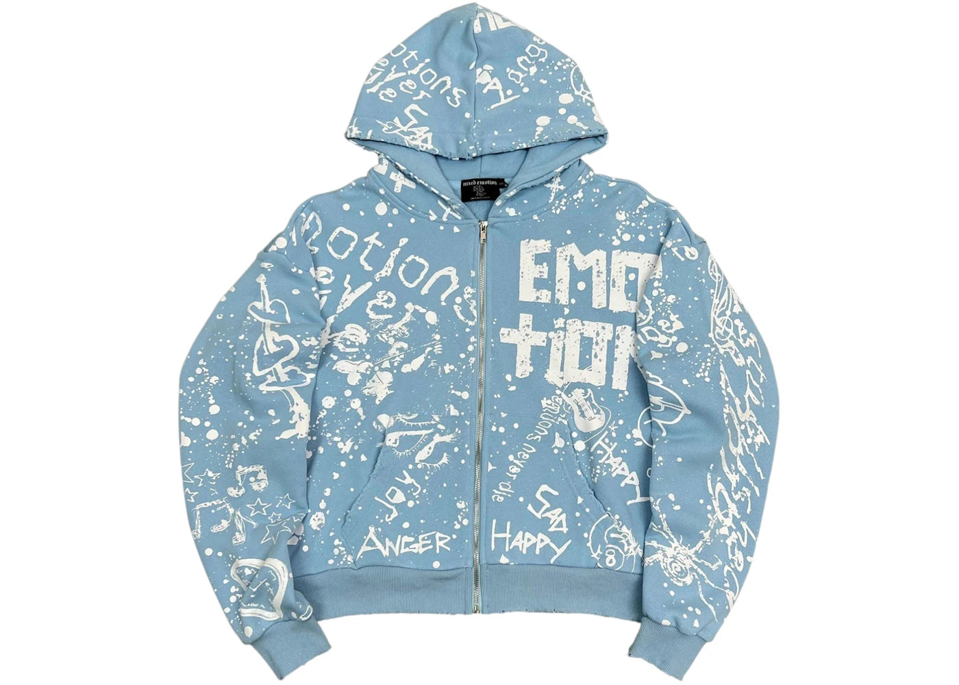 Mixed Emotion Graffiti Hoodie Blue