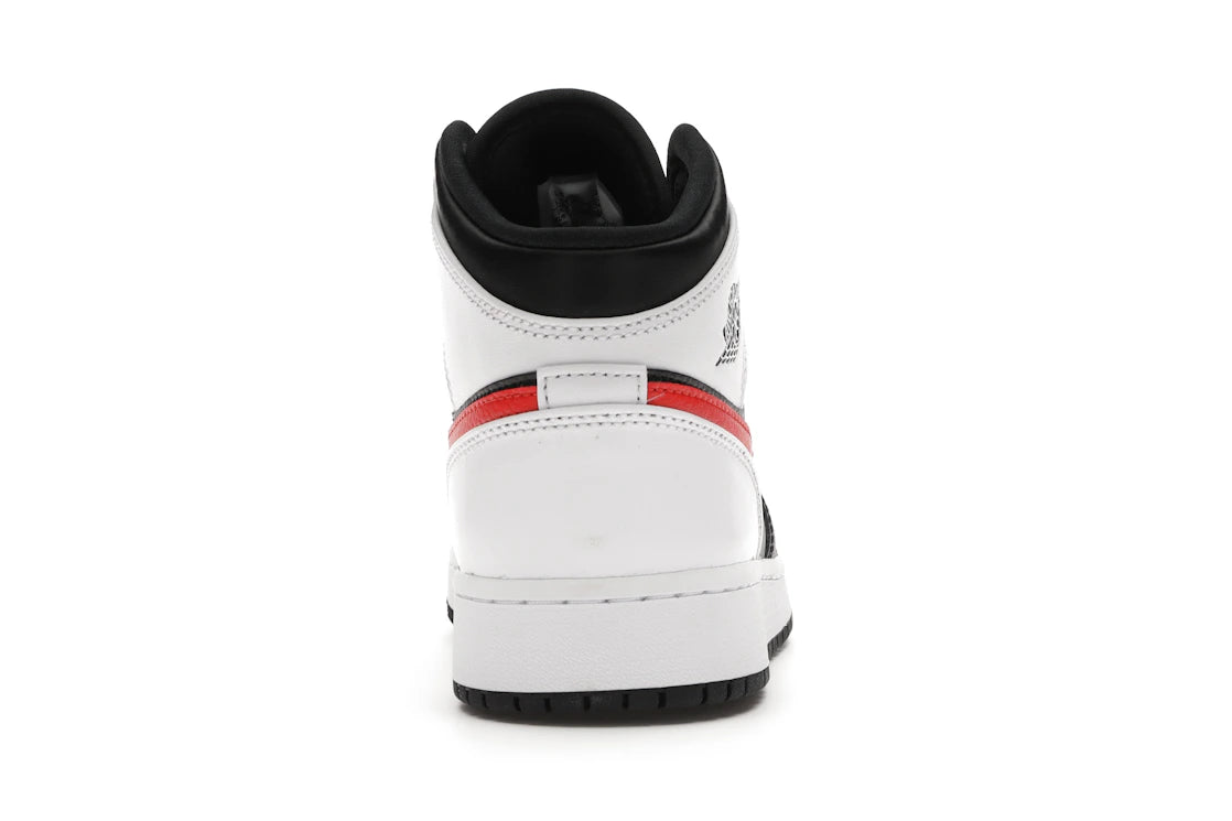 Jordan 1 Mid White Black Chile Red (GS)