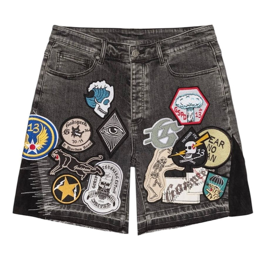 Godspeed Patchwork Denim Shorts V2 Grey