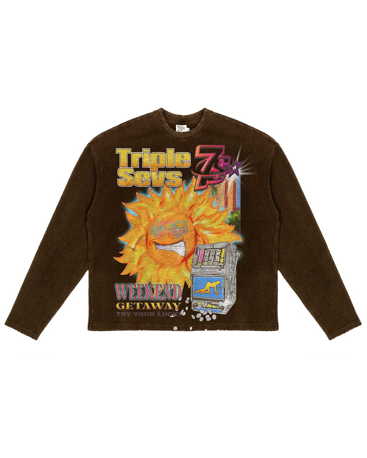Triple Sevens Weekend Getaway Thermal Tee Brown