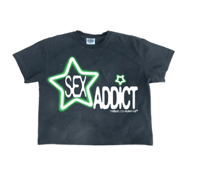 Troubled Humans Sex Addict Black T-Shirt