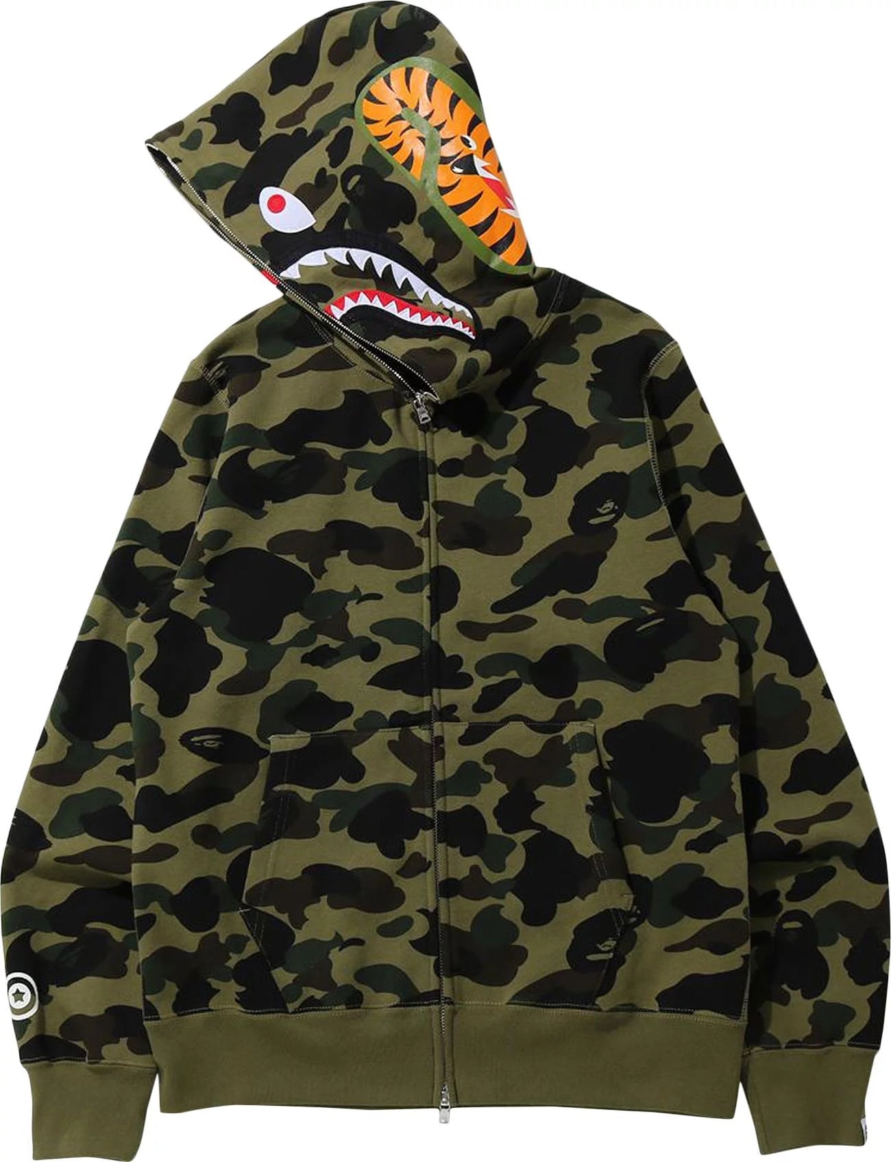 Bape 1st Camo Shark Full Zip Hoodie Green Camo