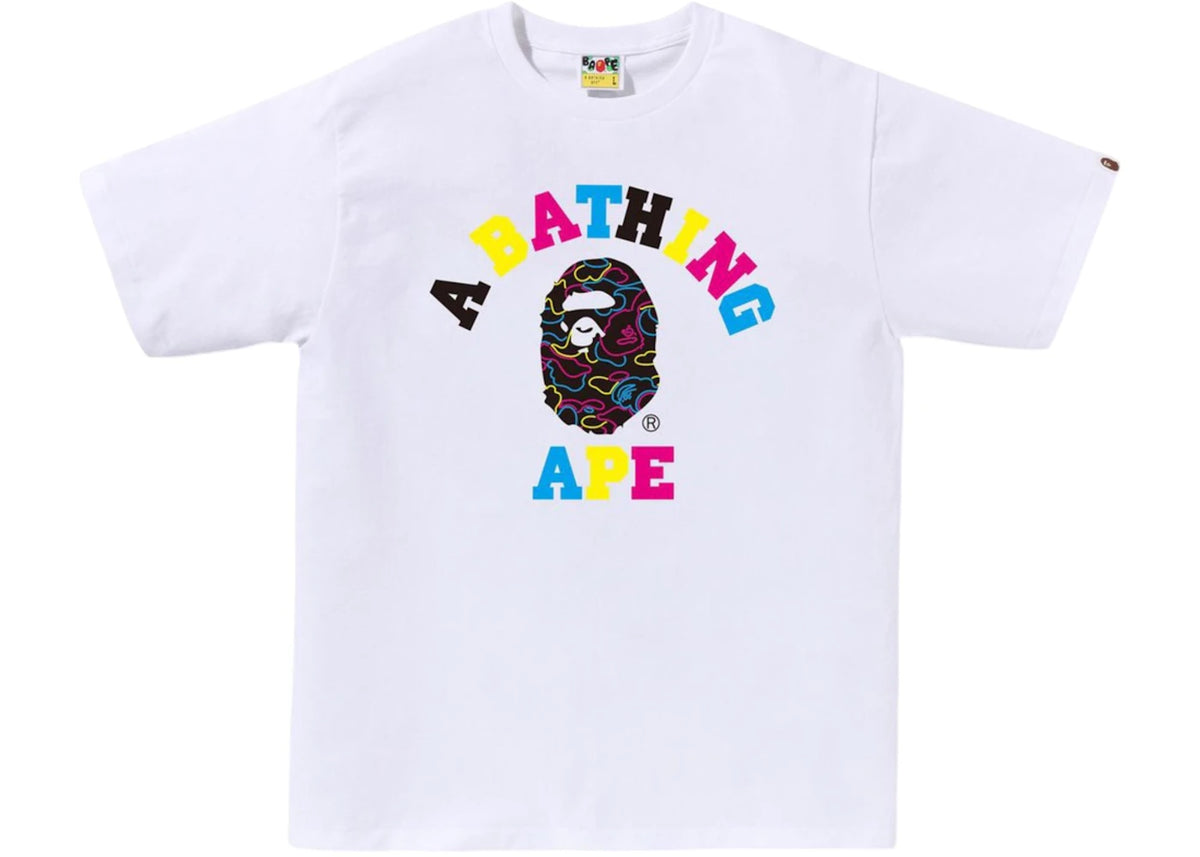 BAPE Neon Camo College Tee White