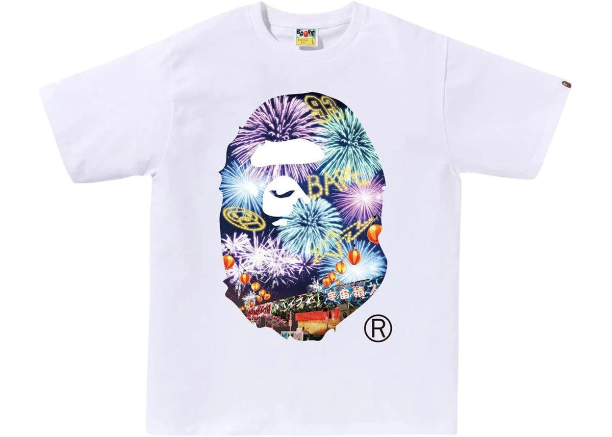 BAPE Firework Ape Head Photo Tee White