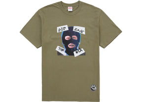 Supreme God Save Us Tee Light Olive