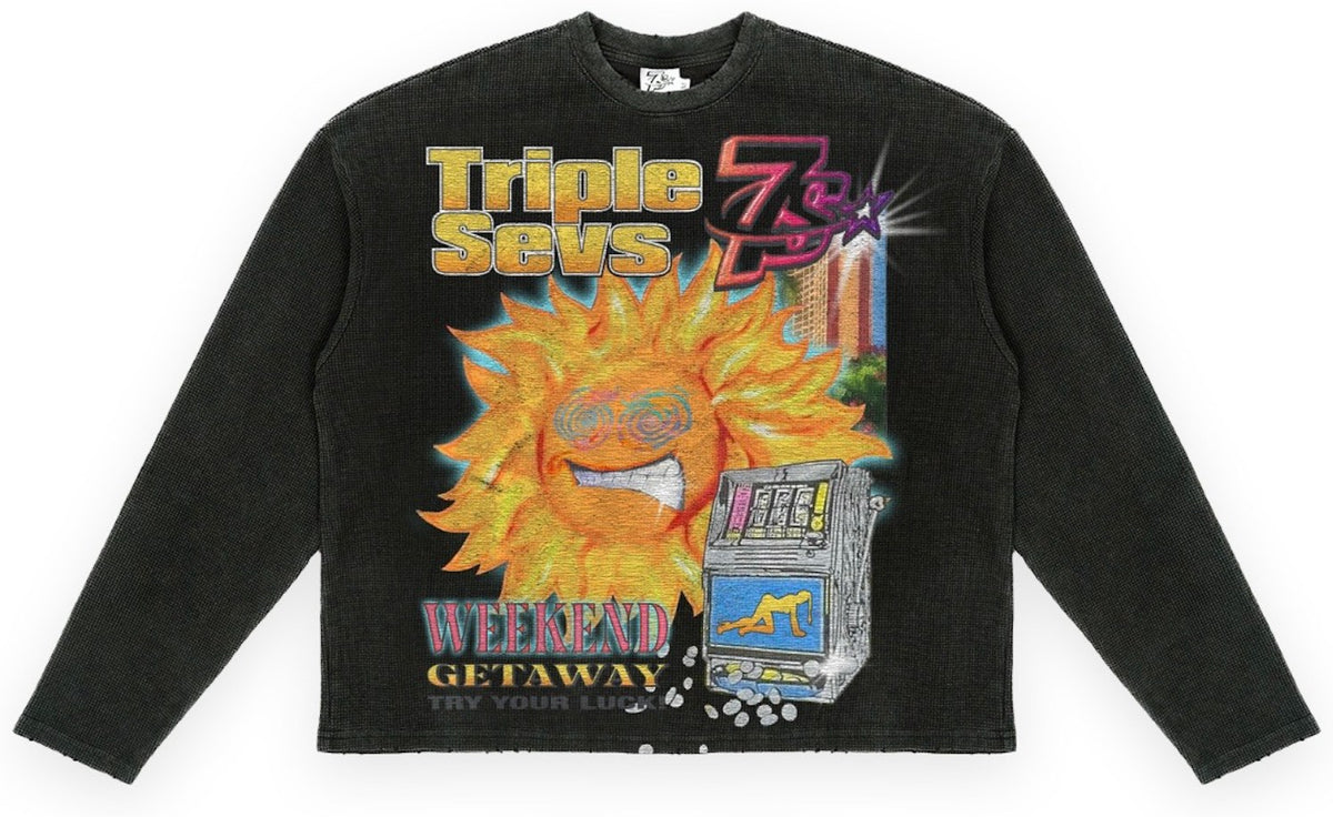 Triple Sevens Weekend Getaway Thermal Tee Black
