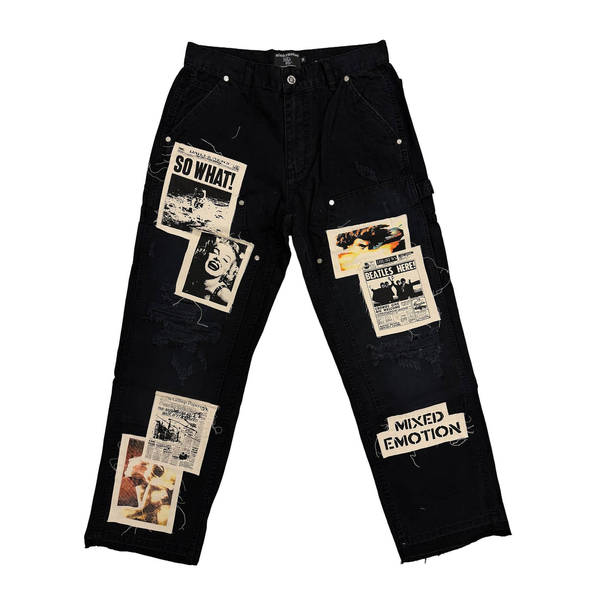 Mixed Emotions “Newspaper” Carpenter Pants Black