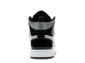 Jordan 1 Mid SE Patent Black White Metallic Silver Metallic Gold