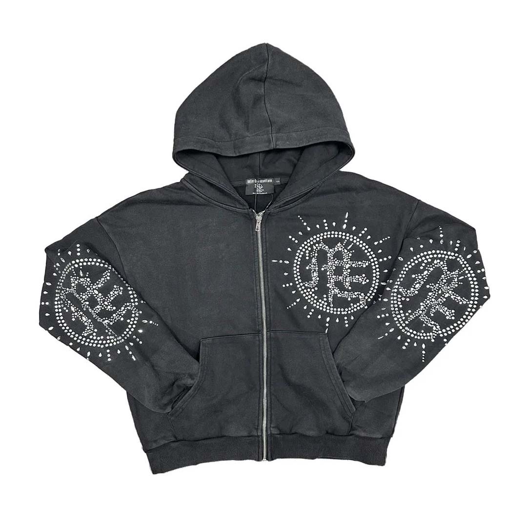 Mixed Emotions Eclipse Zip Up Hoodie Acid Grey
