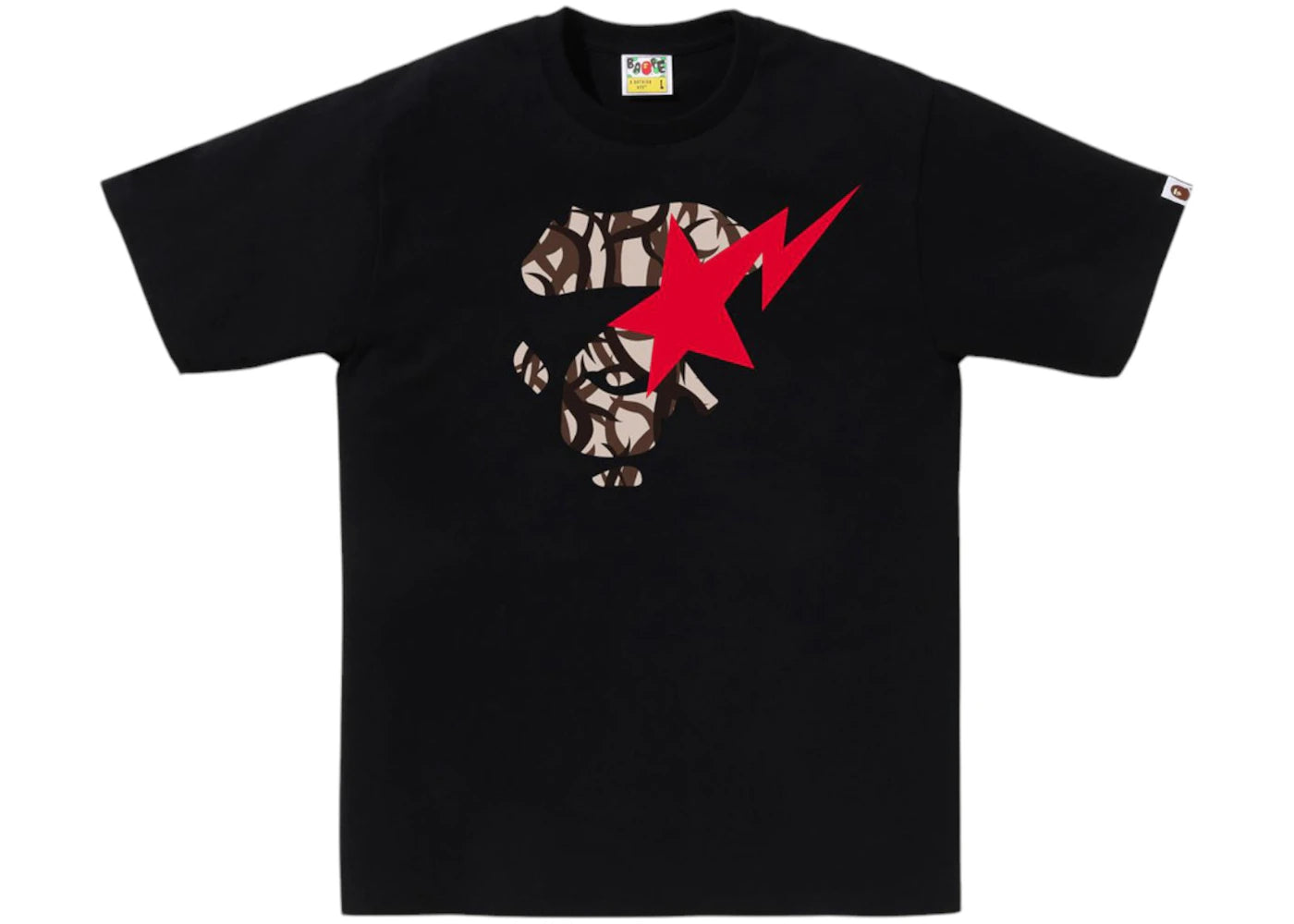 BAPE Trial Camo Ape Face Sta Tee Black/Beige