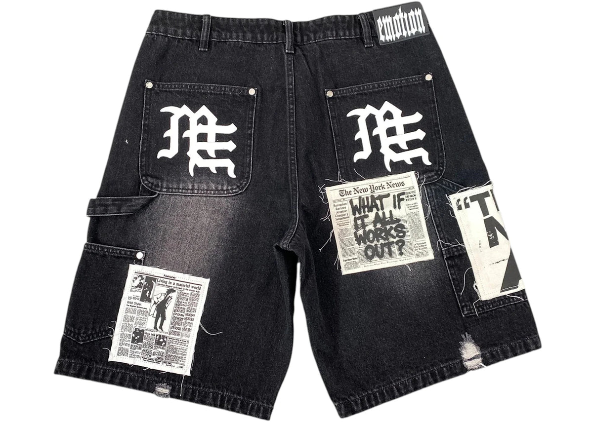 Mixed Emotion AI Denim Shorts Black