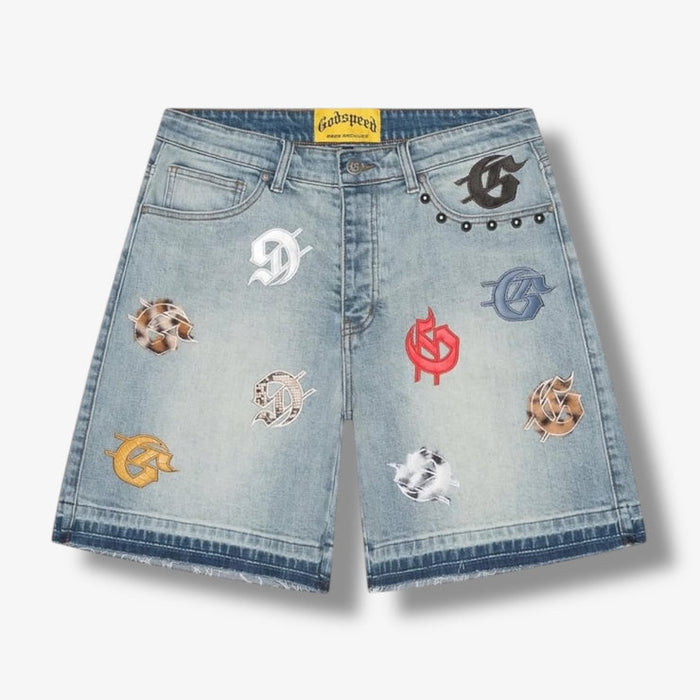 GODSPEED Infinity Multi Color Blue Denim Shorts
