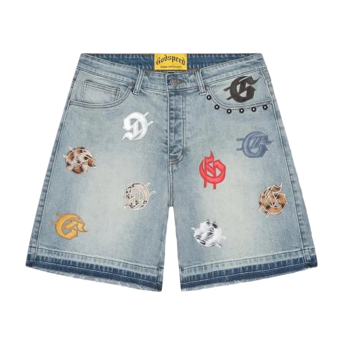 GODSPEED Infinity Multi Color Blue Denim Shorts