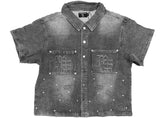 Mixed Emotion Paisley Denim Shirt Black Wash
