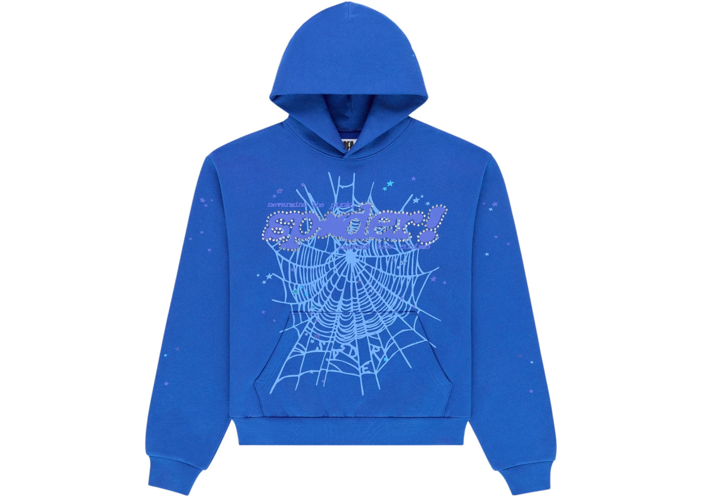 Sp5der Rhinestone Punk V2 Hoodie Blue