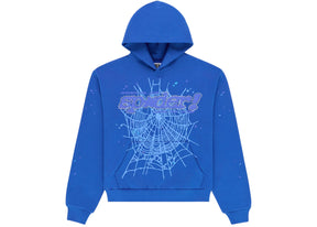 Sp5der Rhinestone Punk V2 Hoodie Blue