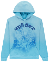 Sp5der OG Web V2 Spray Hoodie Light Blue