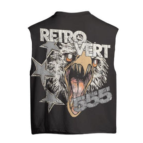 Retrovert Grey Falcon Skull Cut-Off Tee