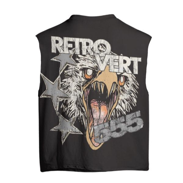 Retrovert Grey Falcon Skull Cut-Off Tee