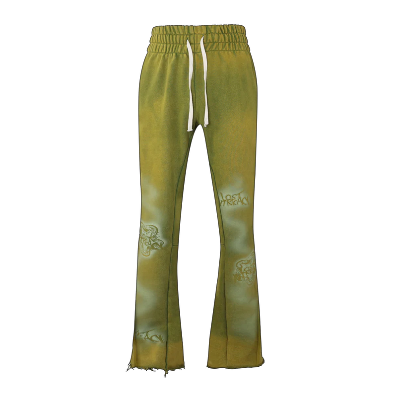 Lost Intricacy Green Flare Sweatpants