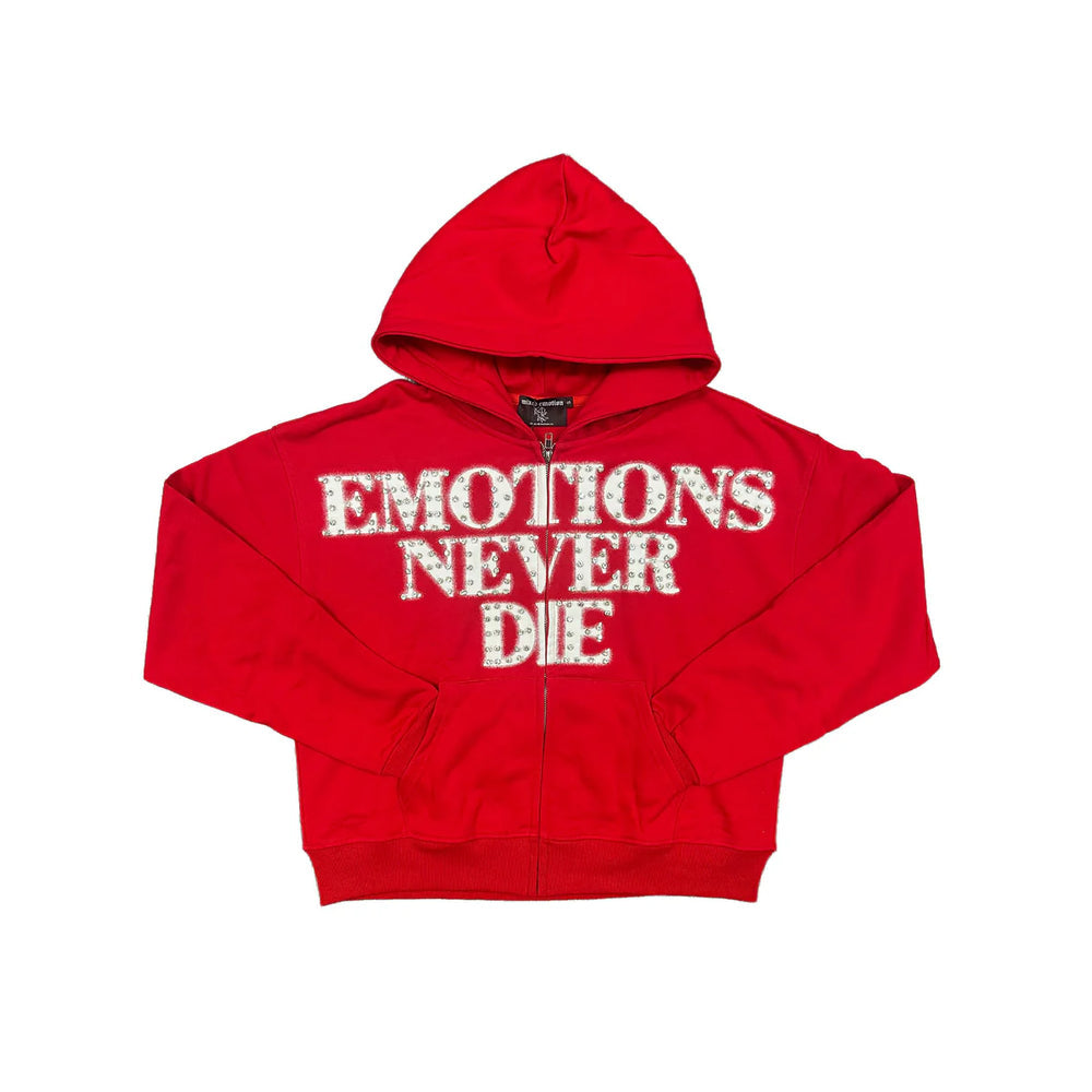 Mixed Emotions Red End Rhinestone Hoodie