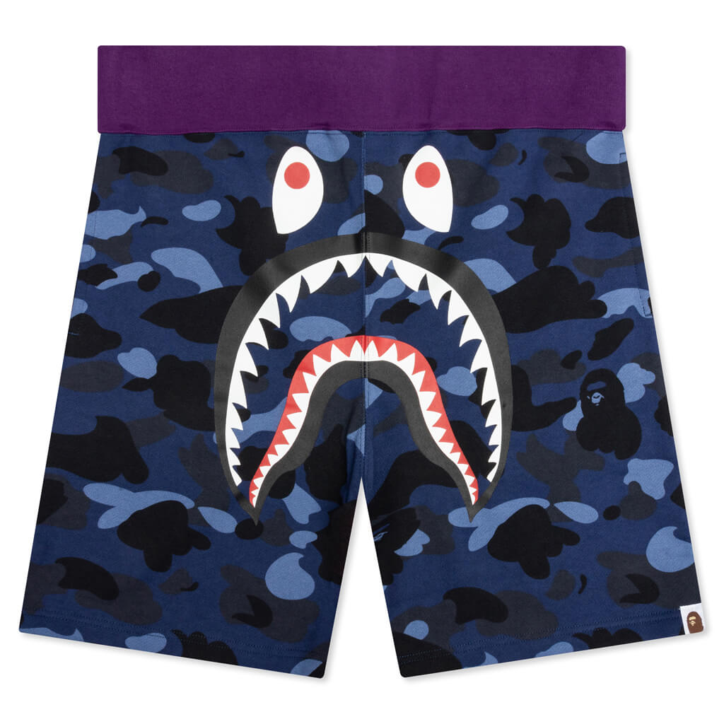 Bape Crazy Camo Shark Sweat Shorts Navy