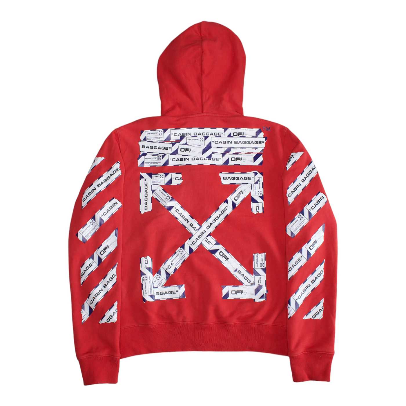 Off-White Airport Tape Arrows Diag Hoodie Red