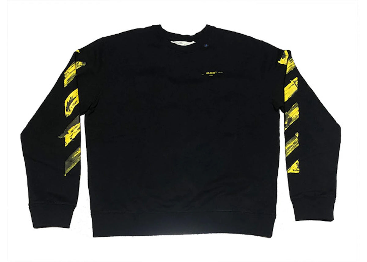 OFF-WHITE Yellow Acrylic Arrow Logo Crewneck Black