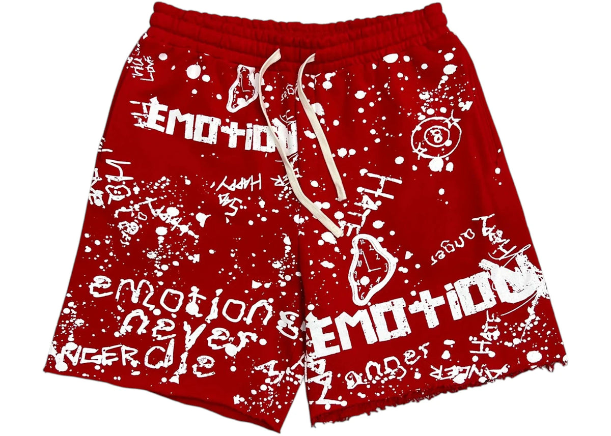 Mixed Emotion Graffiti Shorts Red