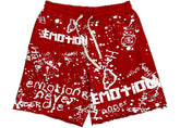 Mixed Emotion Graffiti Shorts Red