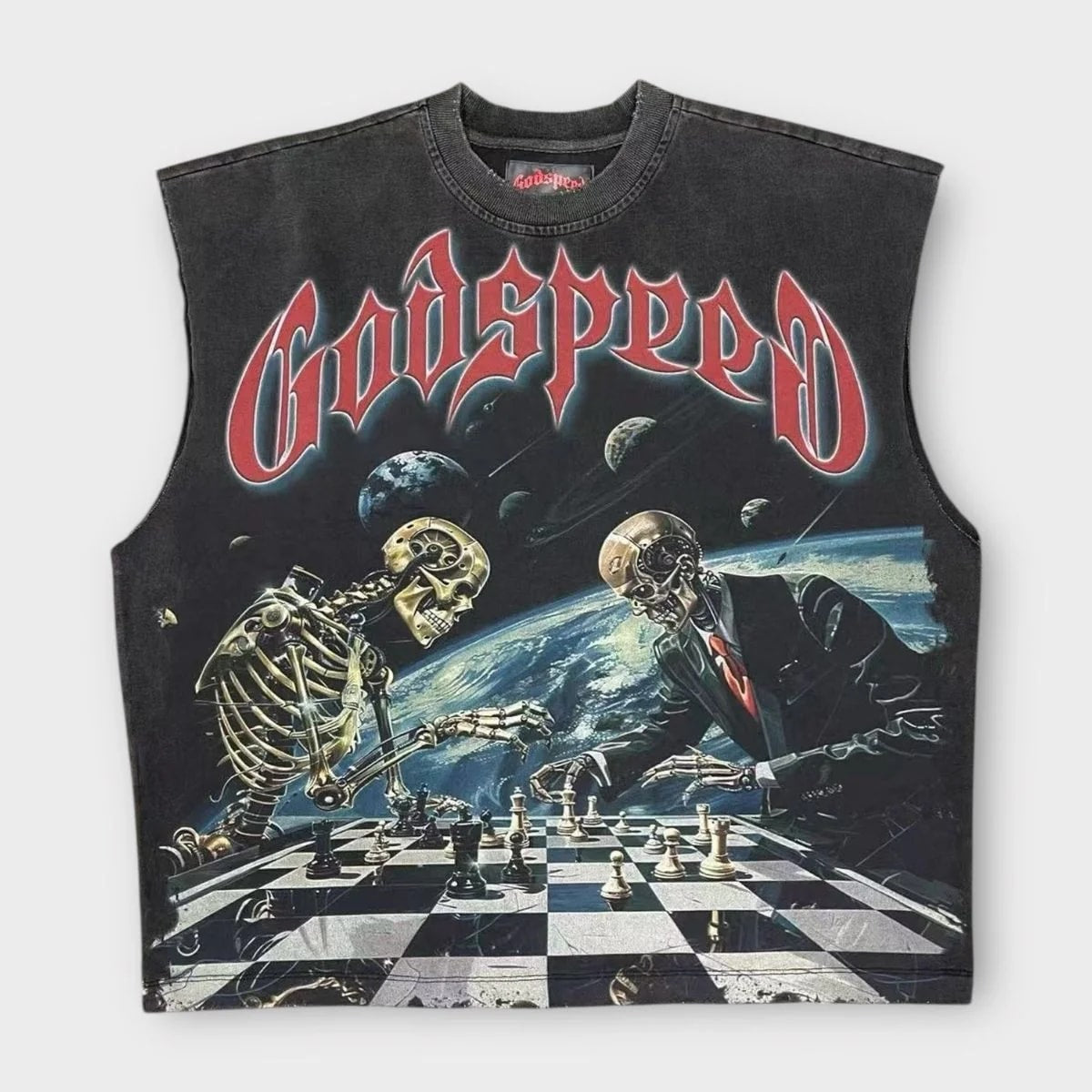 GODSPEED Checkmate Sleeveless Tee Black Wash