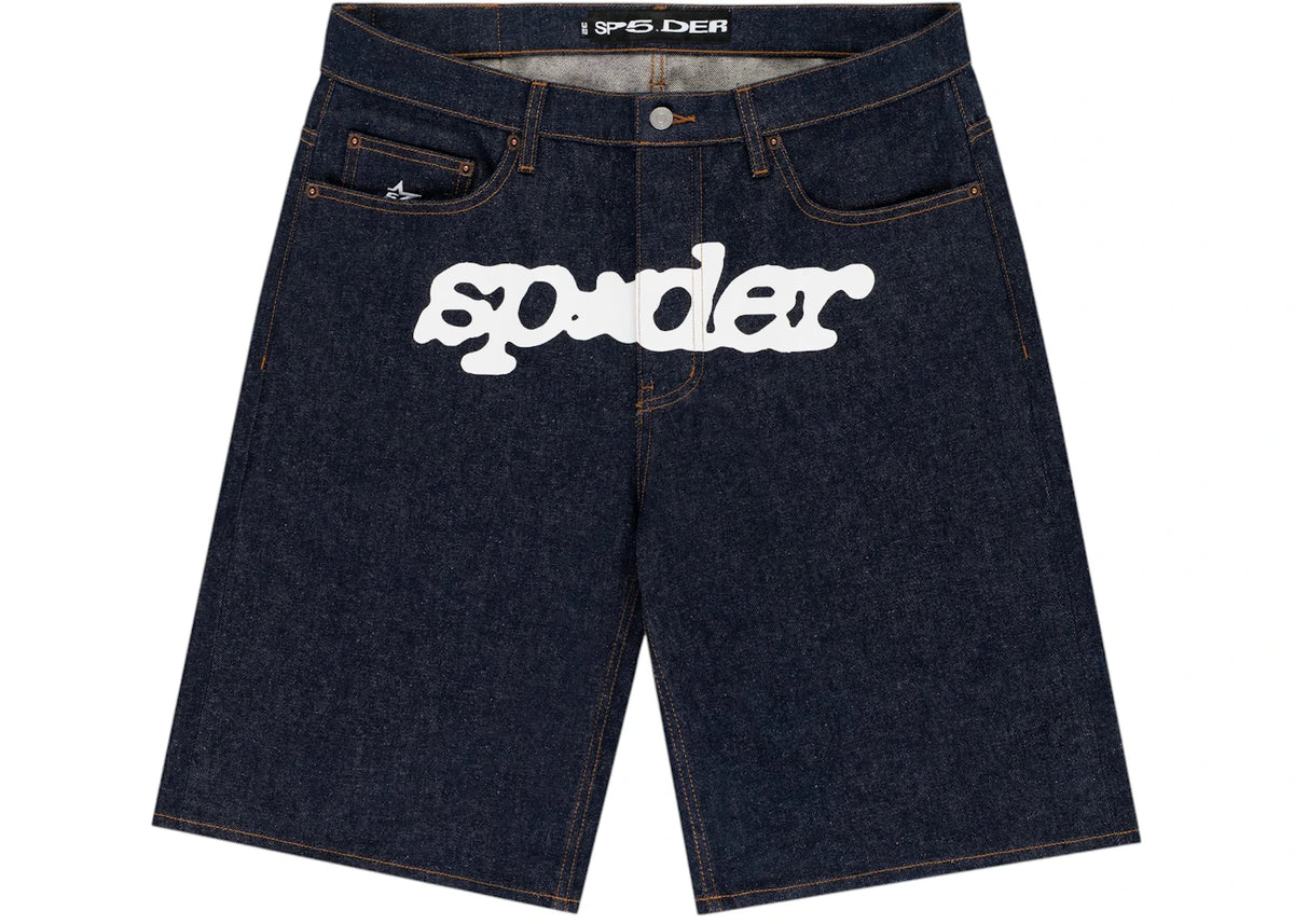 Sp5der V3 Logo Denim Short Indigo
