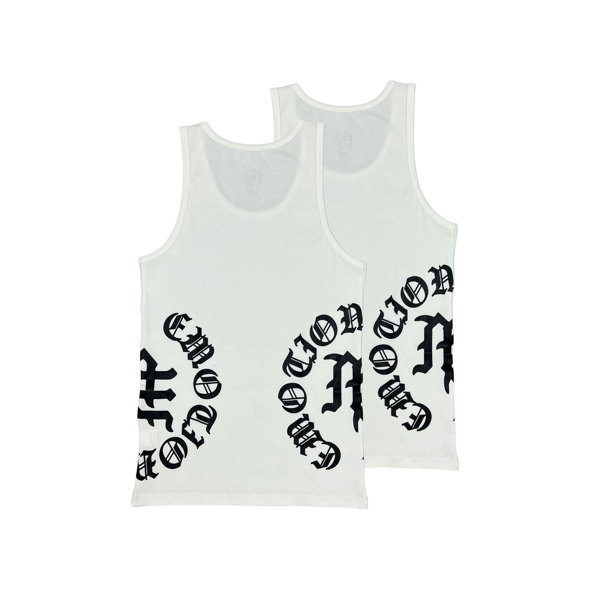 Mixed Emotions 2 Pack White Script Tank Tops