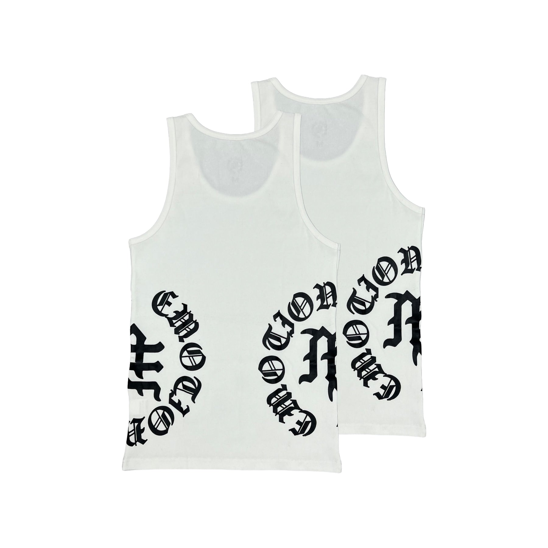 Mixed Emotions 2 Pack White Script Tank Tops