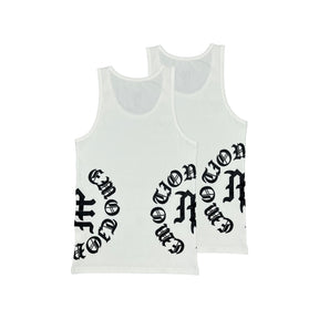 Mixed Emotions 2 Pack White Script Tank Tops