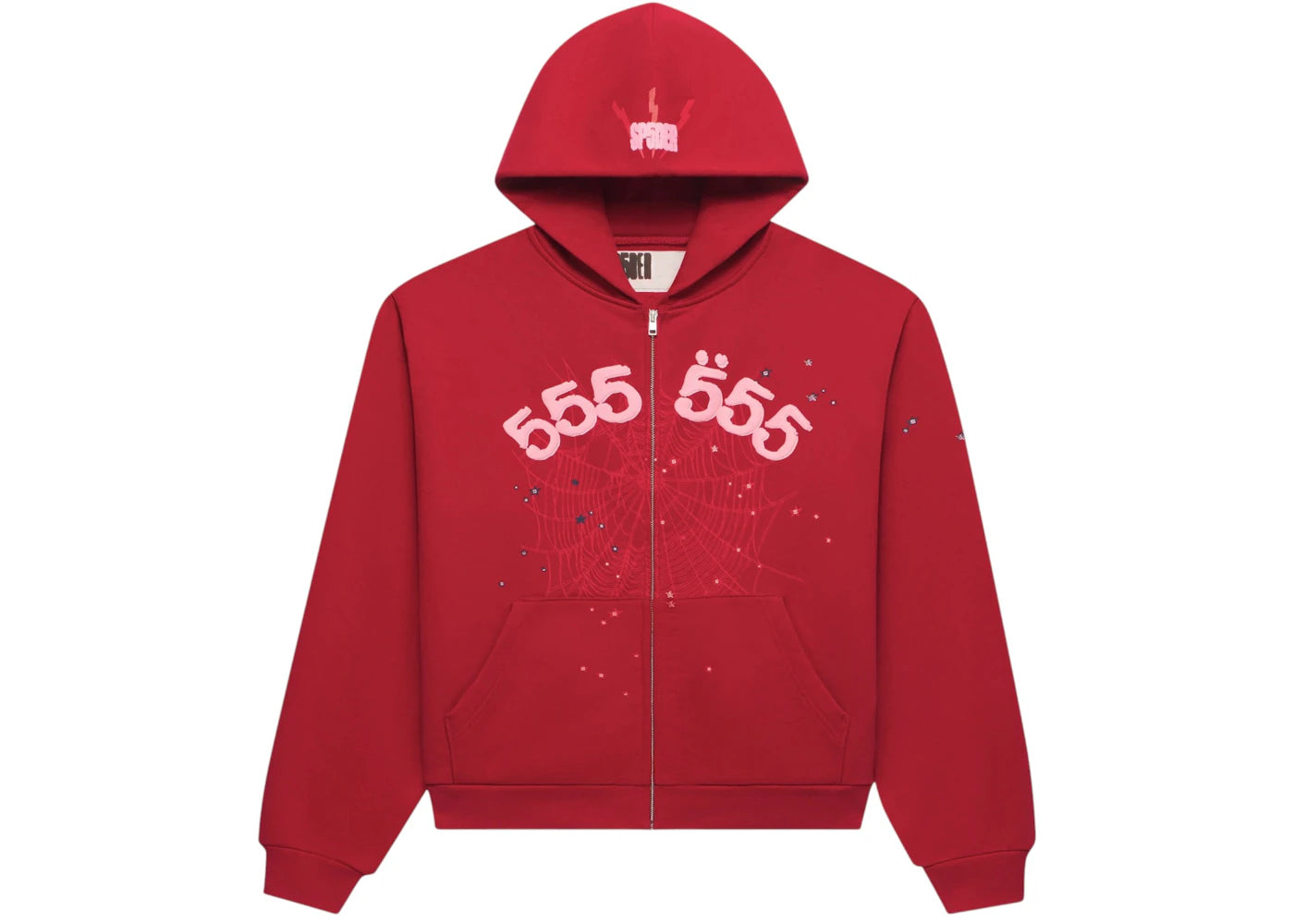 Sp5der Angel Number Zip Hoodie Merlot