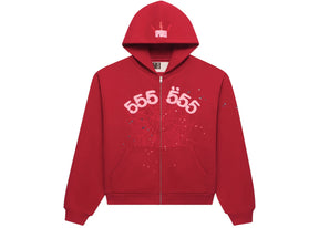 Sp5der Angel Number Zip Hoodie Merlot