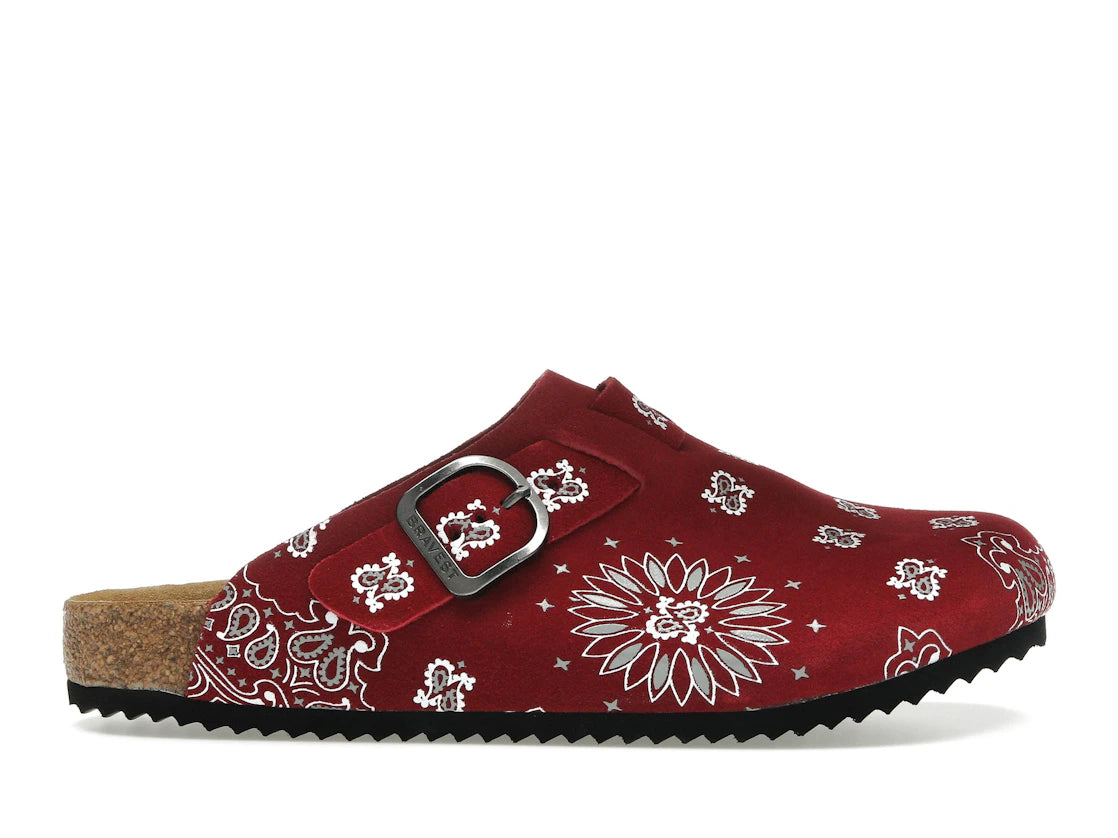 Bravest Studios Suede Paisley Clogs Burgundy