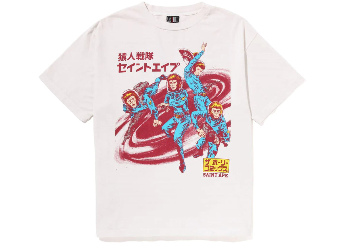 BAPE x Saint Mxxxxxx Squadron Tee Vintage White