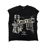 Mixed Emotions “Newspaper” Sleeveless Tee Black